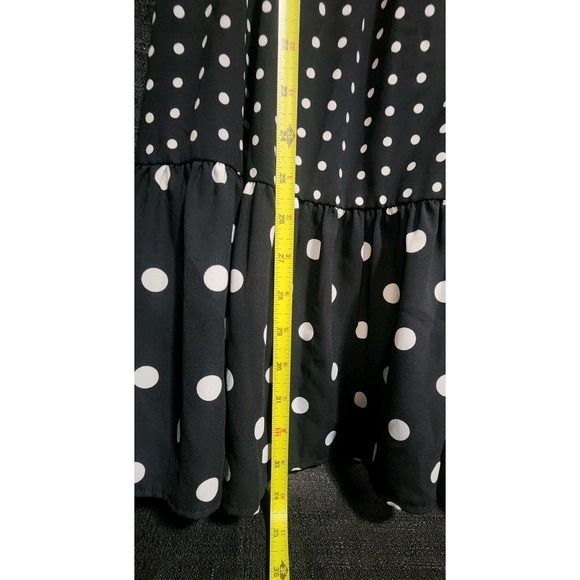 Zara Women Dress Contrast Polka Dots Ruffle Party Midi Sz XS‎ Black White NEW - Picture 9 of 11